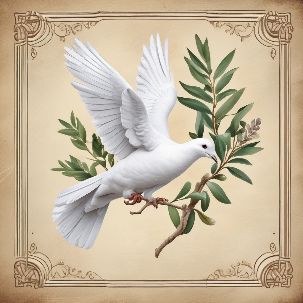 White dove holding an olive branch
